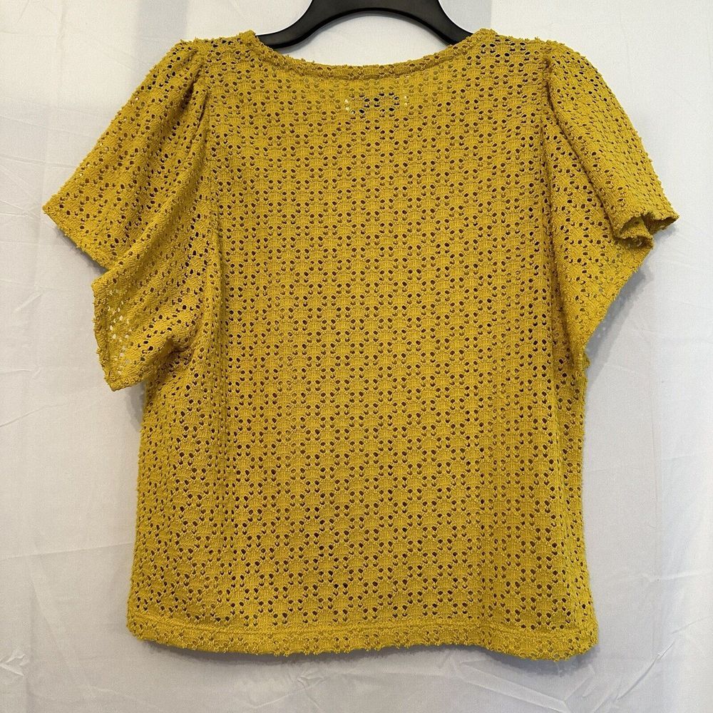 Madewell Texture & Thread Size Small Yellow Eyelet‎ Flutter Short Sleeve Top - Picture 2 of 3